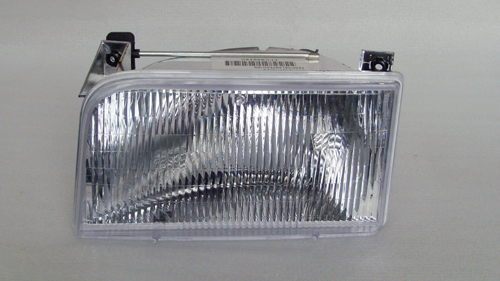 Ribbed Lens Automotive Headlight with Chrome Trim