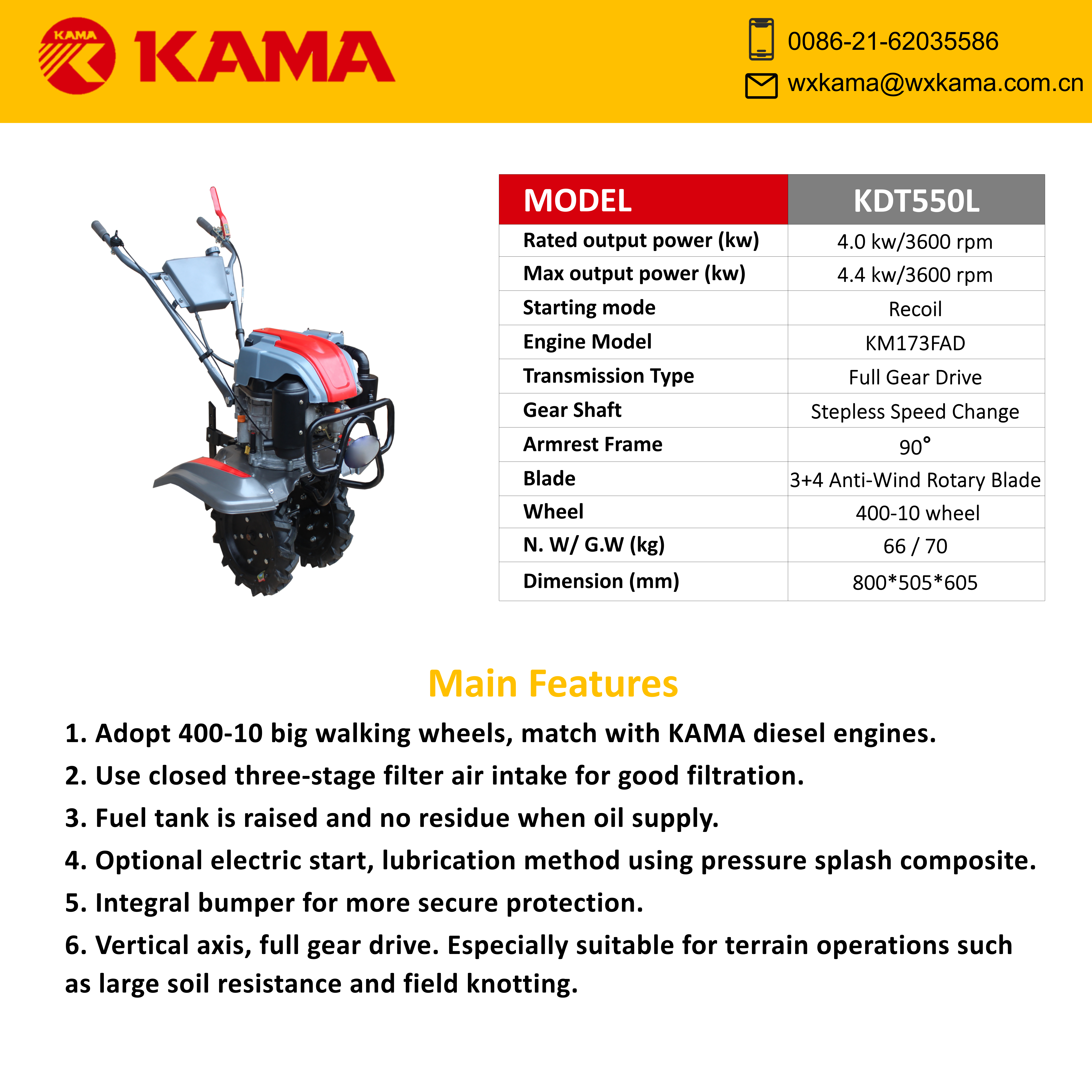 Diesel Tiller-KDT550L - Image 2