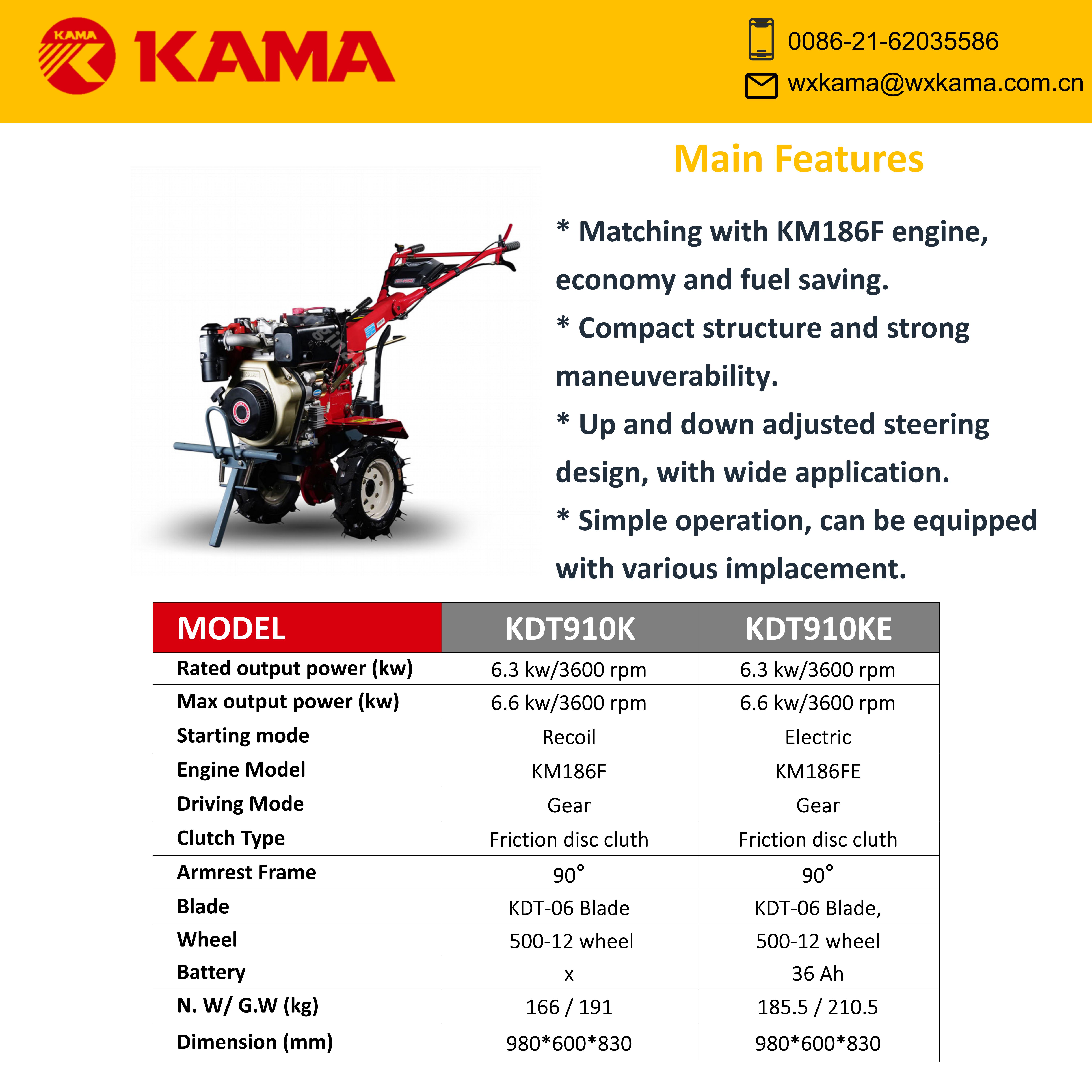 Diesel Tiller-KDT910KE - Image 2