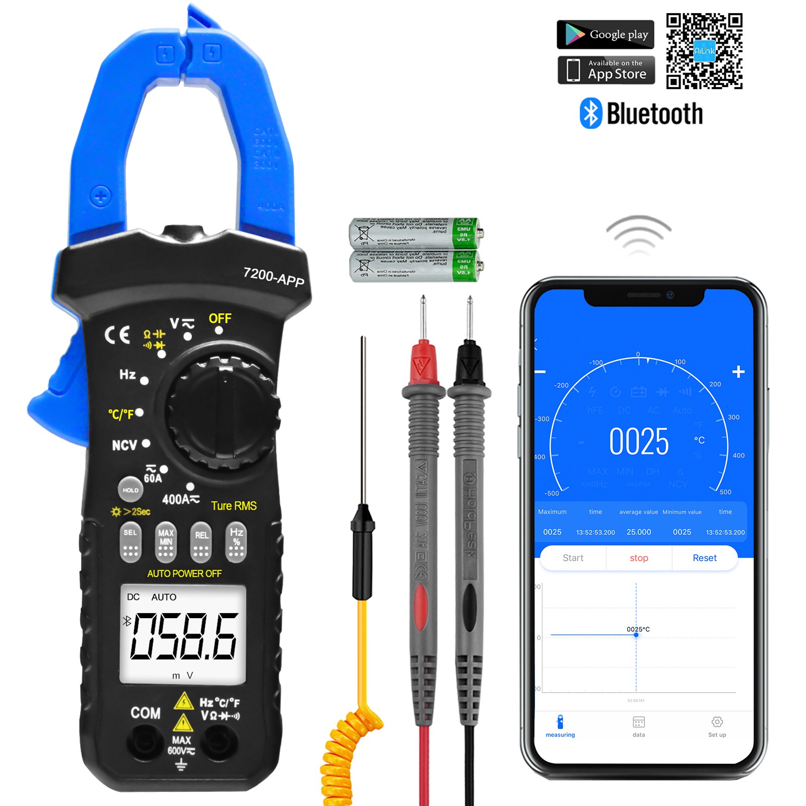 Digital Clamp Multimeter Current NCV Voltage Resistance Diode Backlight HP-7200APP - Image 3