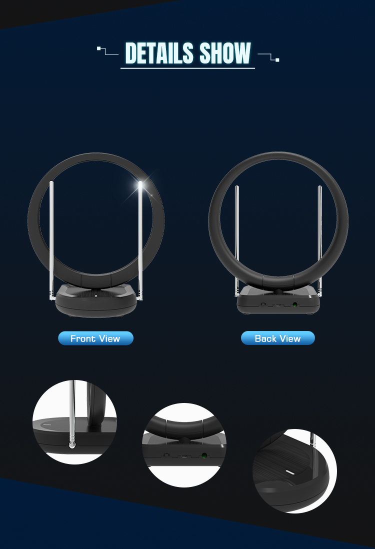 Front and back view of the digital TV antenna