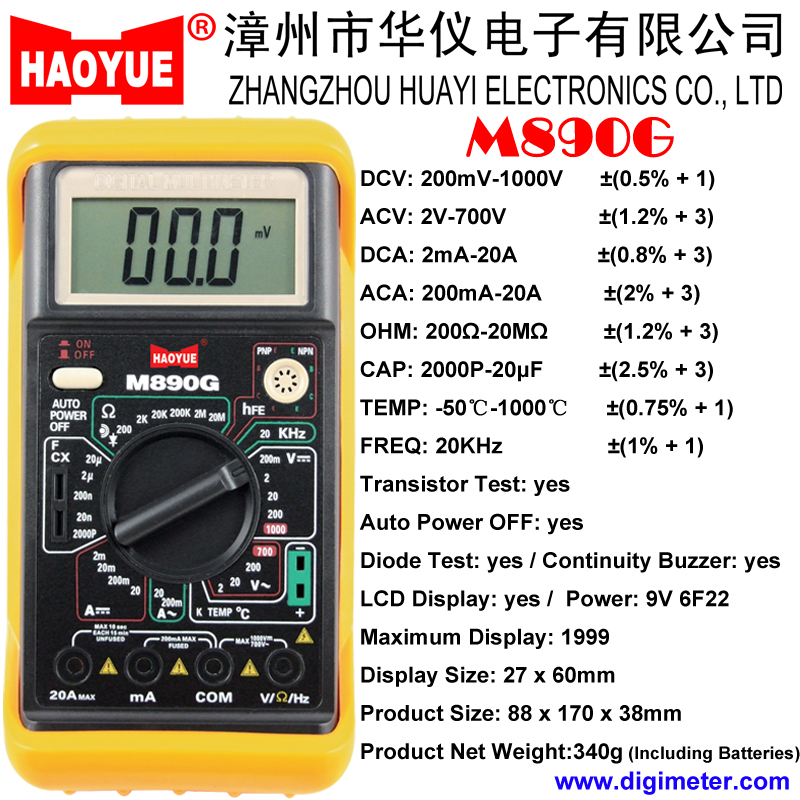 Digital Multimeter - Voltage, Current, Resistance, Capacitance, Temperature, and Frequency Measurement