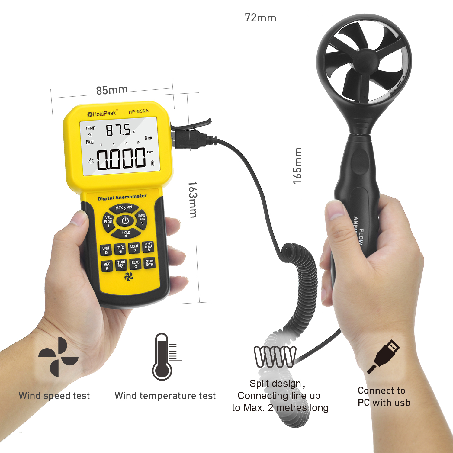 Anemometer Dimensions and Split Design
