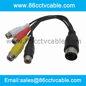 DIN 5-Pin to 4 RCA Audio Video Cable