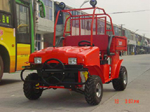 Red Off-Road Utility Vehicle with Roll Cage