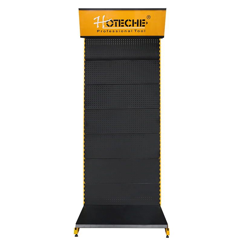 Tool Display Stand with Perforated Panel and Shelves