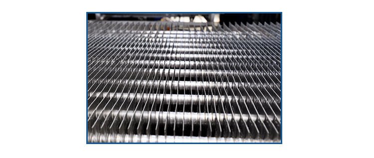 Close-up of evaporator fins for heat transfer