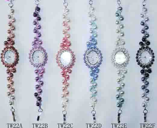 Beaded Bracelet Watch with Oval Face