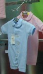 Light Blue Embroidered Baby Romper with Collar