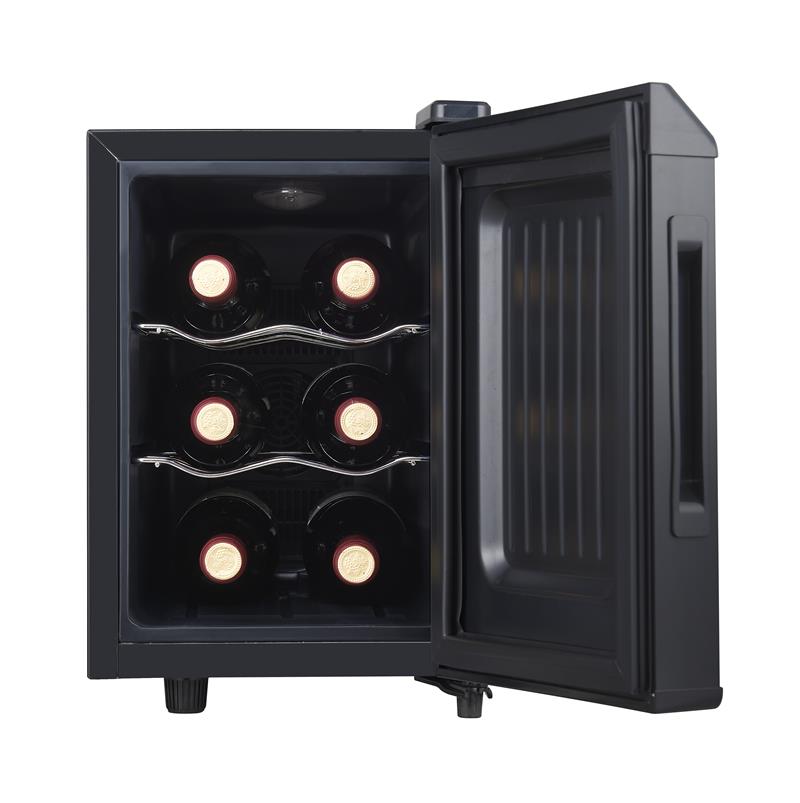 Interior view of 6-bottle wine cooler