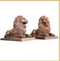 Recumbent Lion Statue Pair