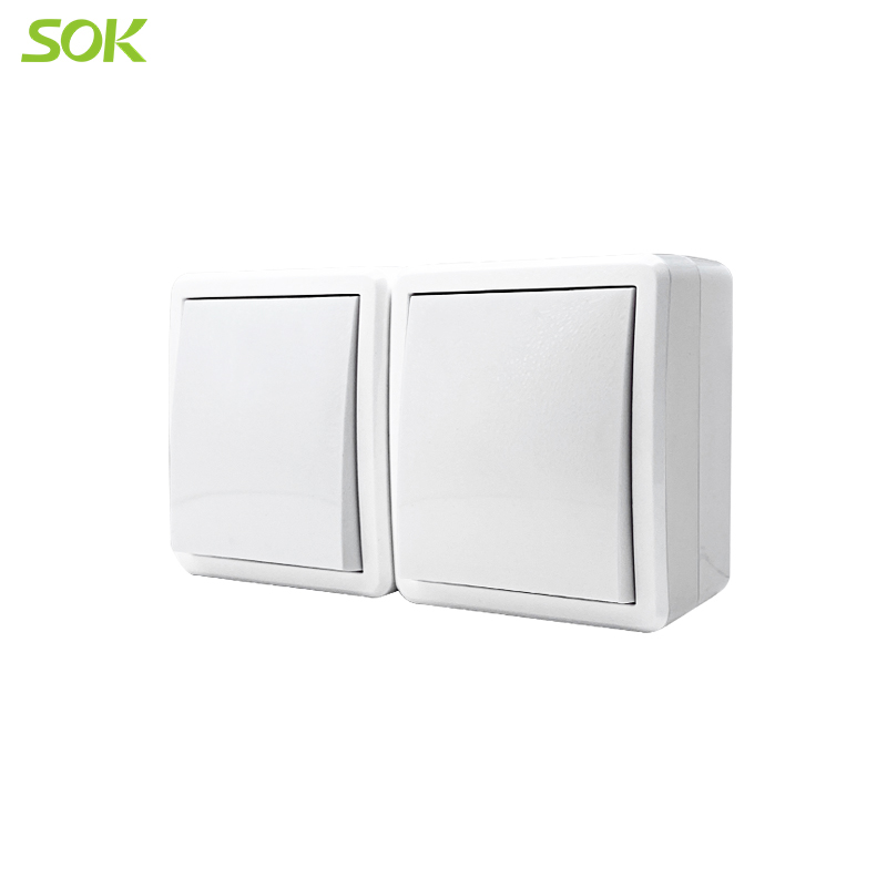 Double 1 Gang 1 Way Surface Mounted Light Switch