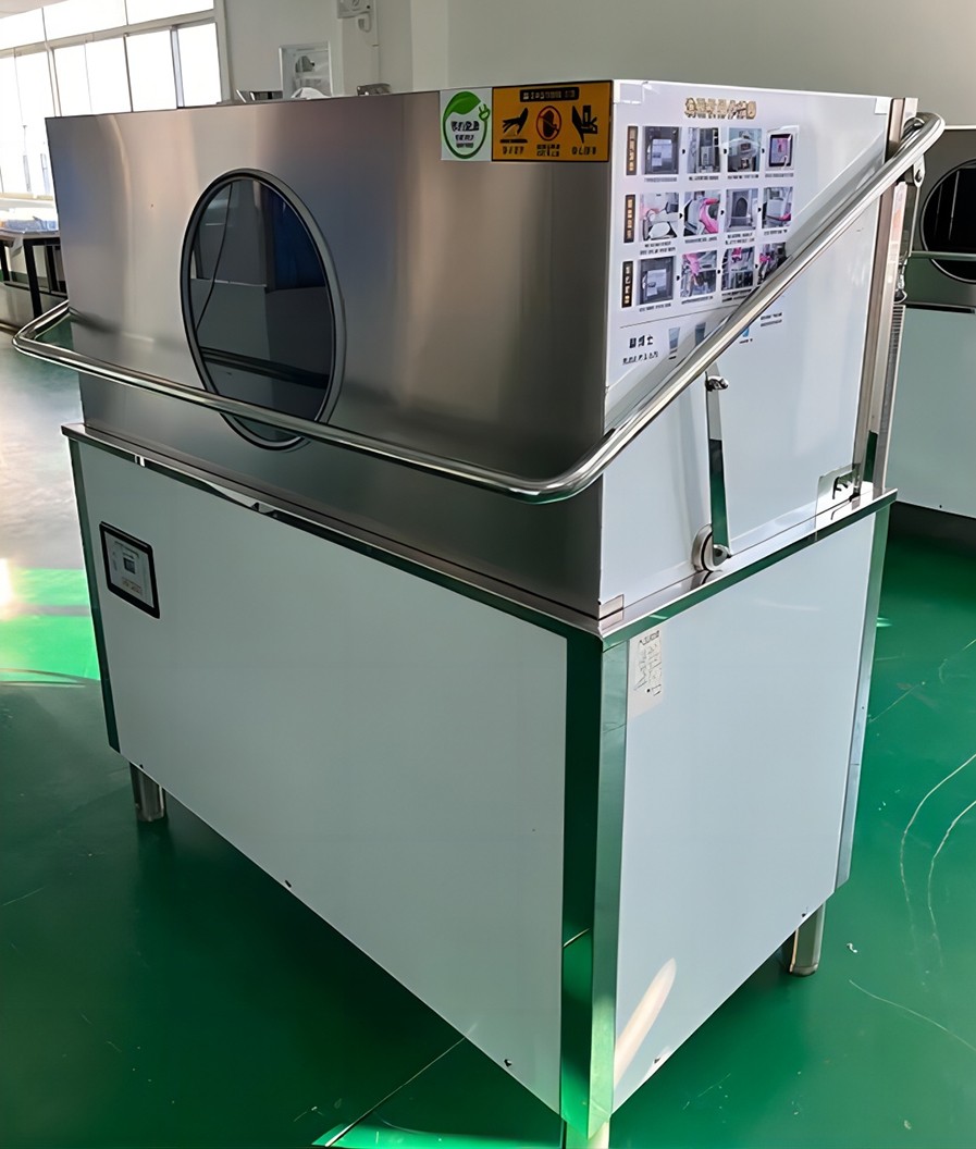 Double Baskets Hood Type 304 Stainless Steel Dishwasher Commercial Kitchen Equipment - Image 2
