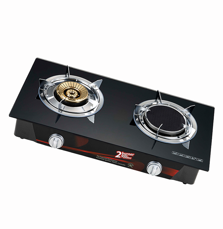 Double Burner Tempered Glass Gas Cooktop