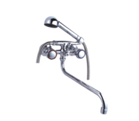 Chrome Double Handle Tub Faucet with Handheld Shower