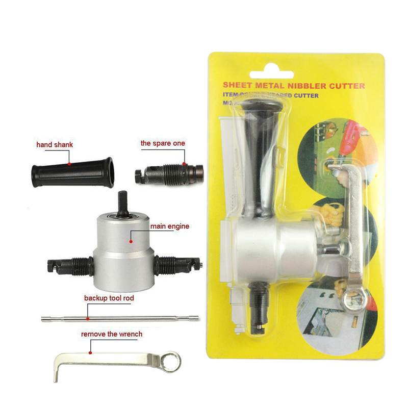 Double Head Nibbler Cutter Tool Drill Attachment for Metal Sheet - Image 2