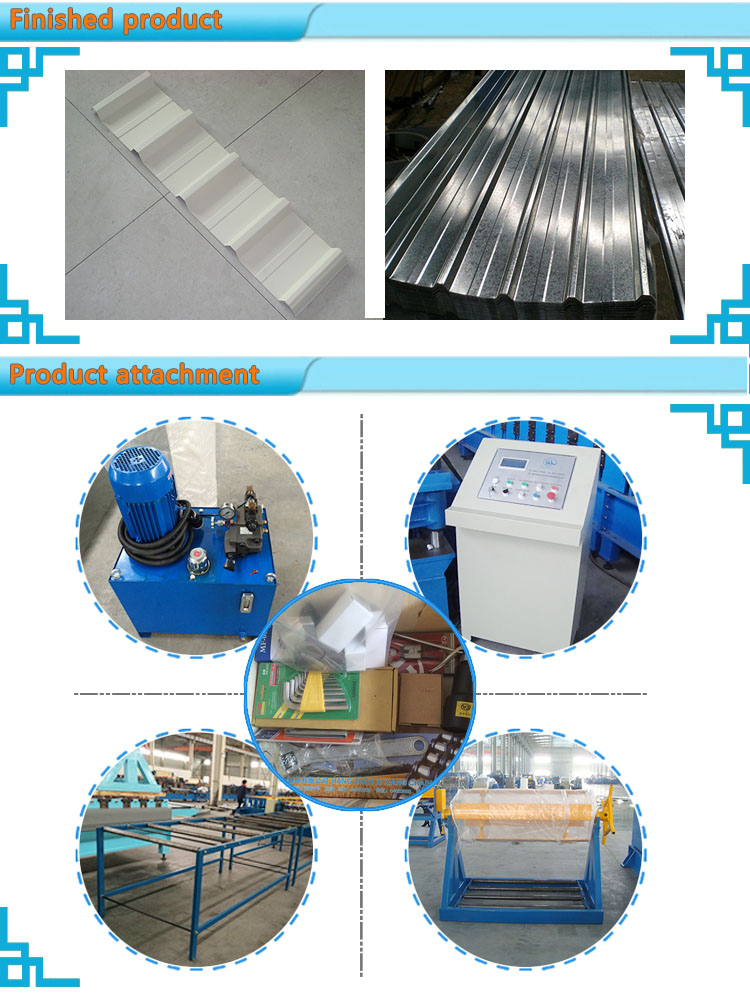 Finished metal tile products and machine attachment