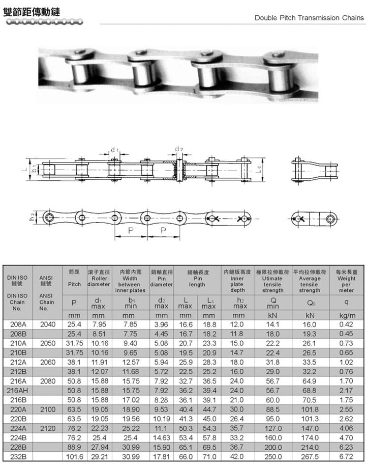 Double Pitch Roller Chain