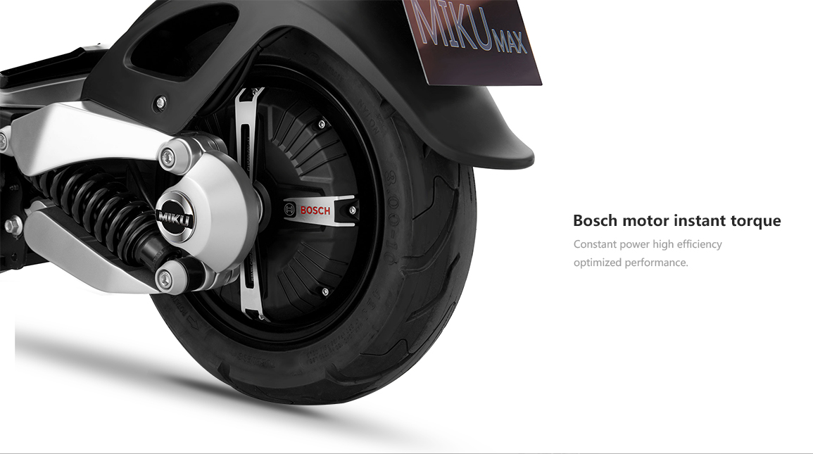Close up of the rear wheel motor and suspension