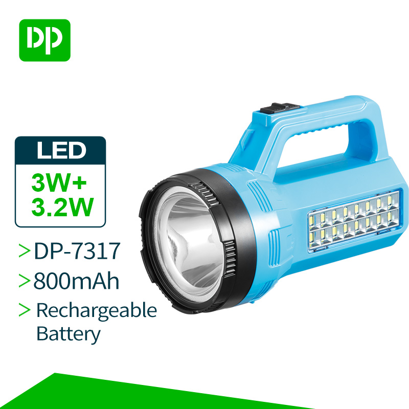 DP rechargeable 3W+3.2W LED searching light with 800mAh battery and side light - Image 2