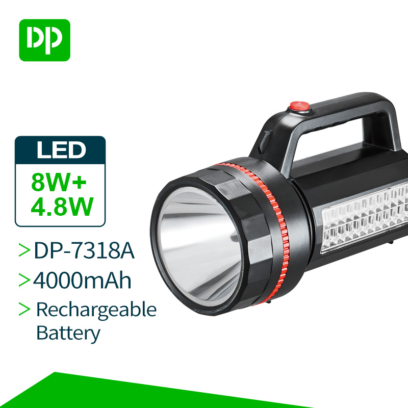 DP rechargeable 8W LED searching light with 4000mAh battery and high brightness and side light - Image 2