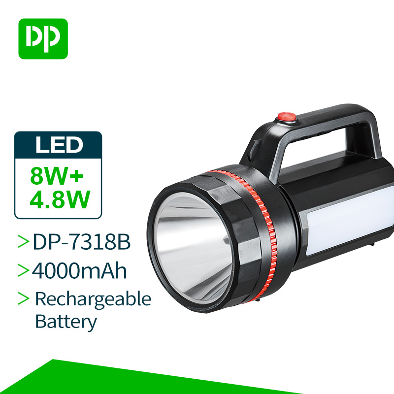 DP rechargeable 8W LED searching light with 4000mAh battery and high brightness and side light - Image 2