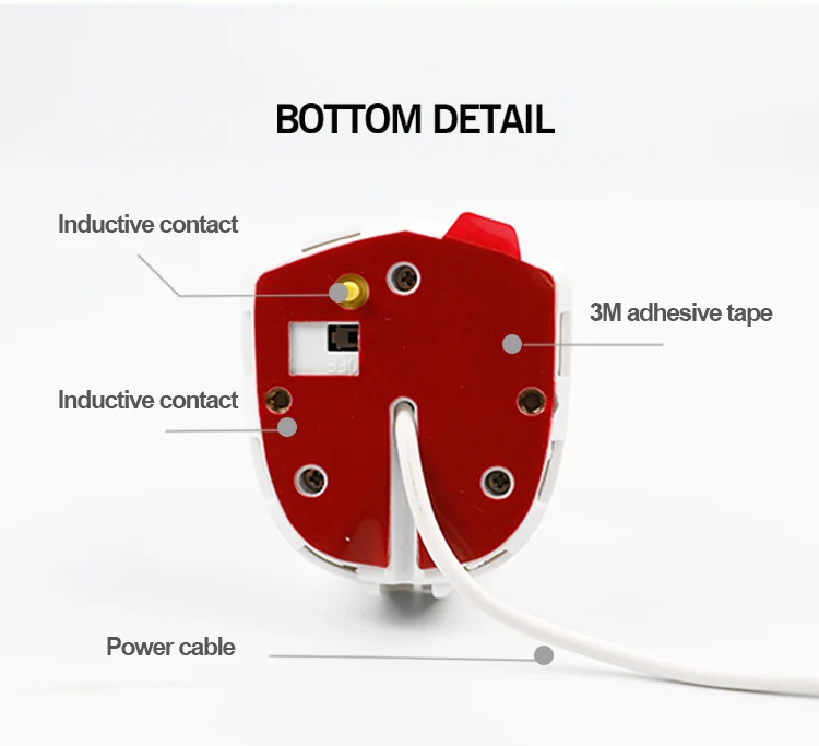 Bottom view of the display holder showing mounting and inductive contacts