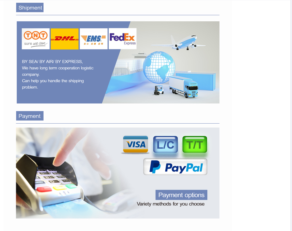 Shipping and Payment Methods