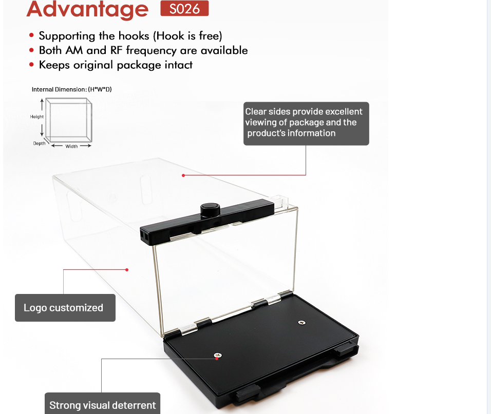Internal dimensions and display features of the security box