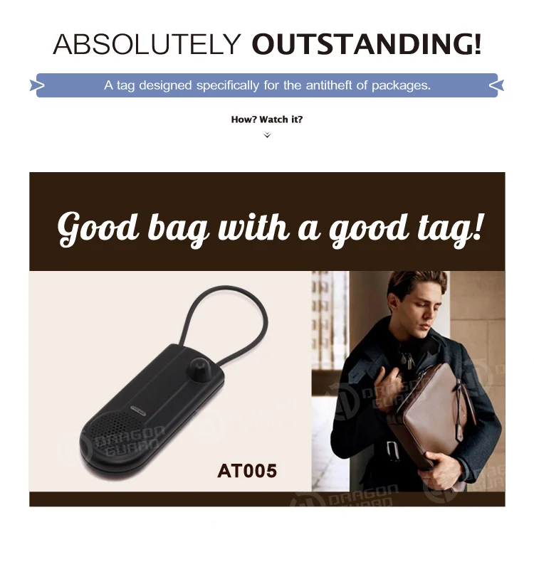 Self-alarming anti-theft tag for retail packages