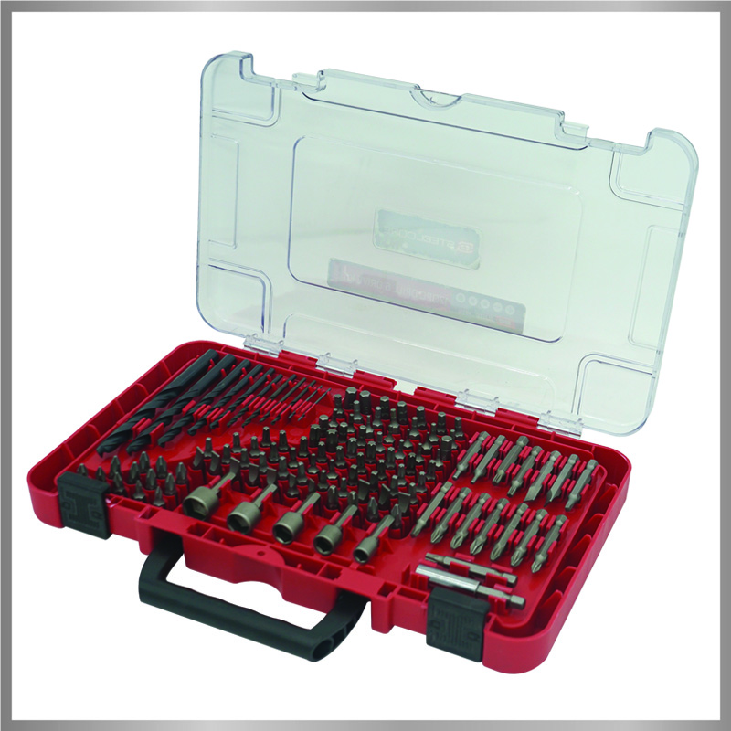 Drill and Bit Set with Transparent Case
