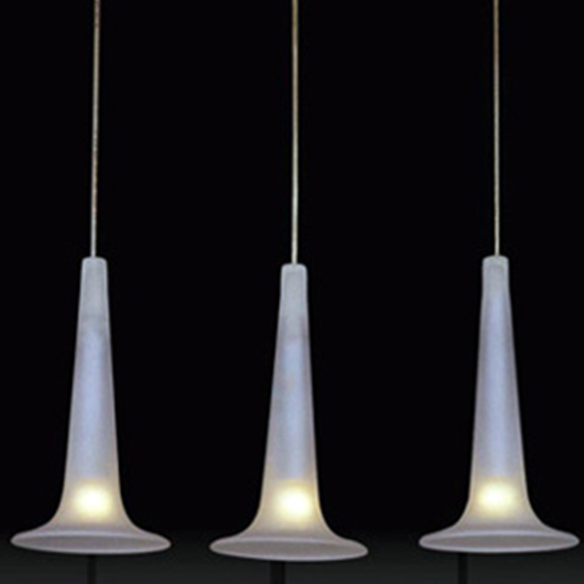Frosted Glass Trumpet Pendant Light Set