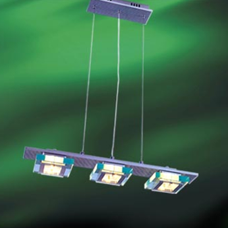 Three-Light Square Glass Pendant Chandelier
