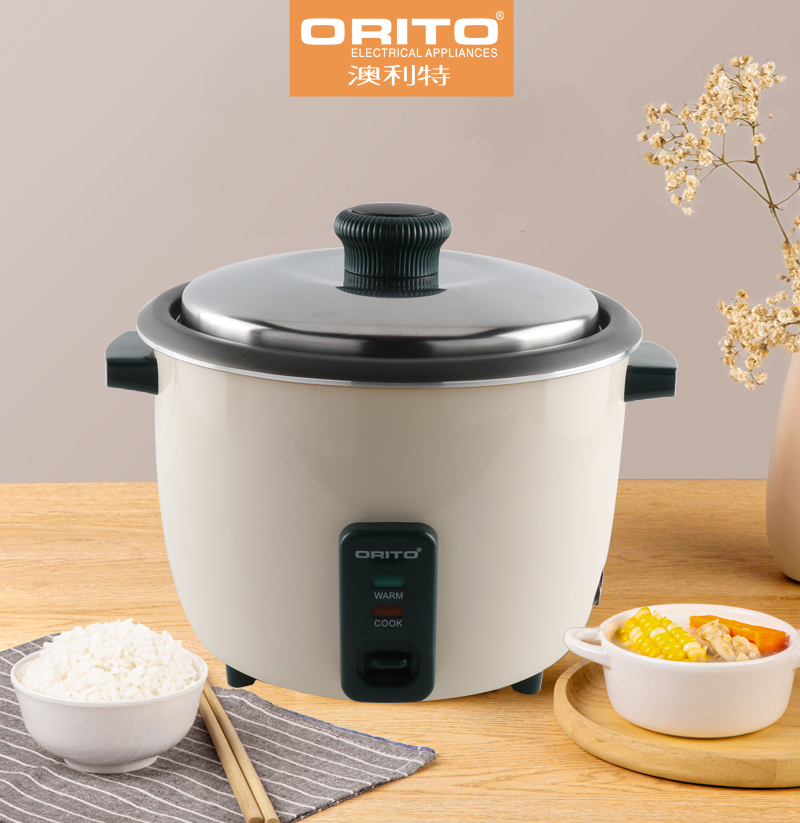 Drum-style rice cooker with simple switch control