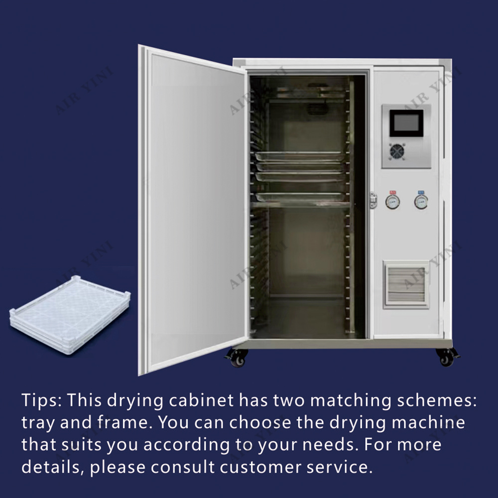 Industrial drying cabinet with tray and frame options