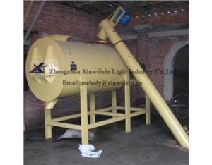 Horizontal cylindrical mixing chamber on steel frame
