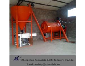 Full view of dry powder mixing system with conical hopper and screw conveyor