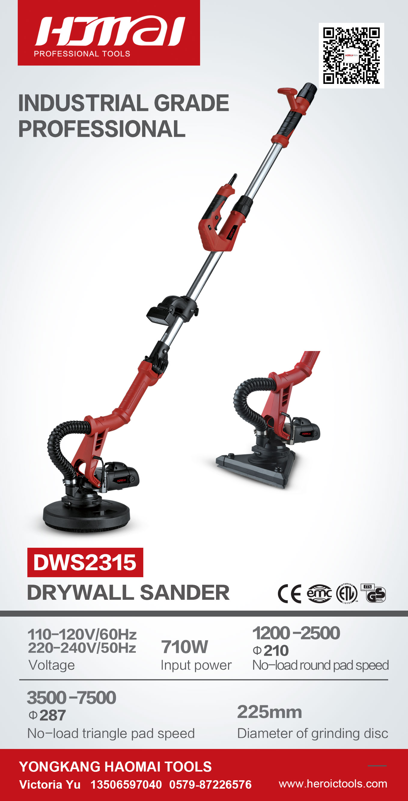 Telescopic Drywall Sander with Dust Extraction