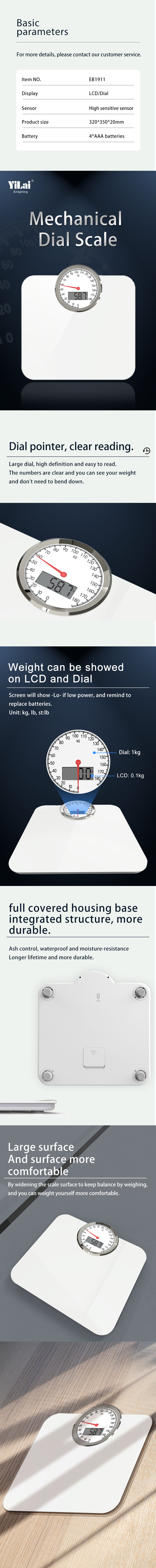 Dual display weight scale showing both analog dial and digital LCD