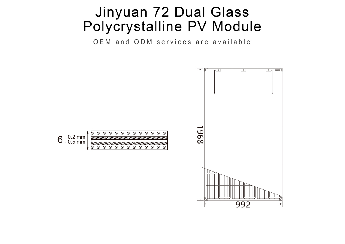 Technical drawing showing module dimensions