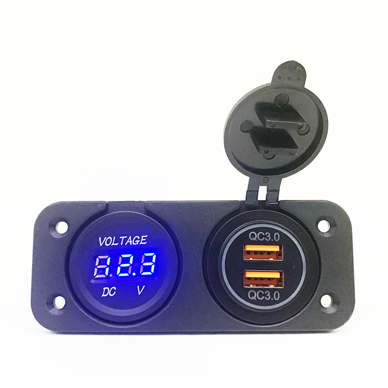 Dual USB Charger Socket Car Boat Rocker Switch Panel With Digital Voltmeter - Image 3