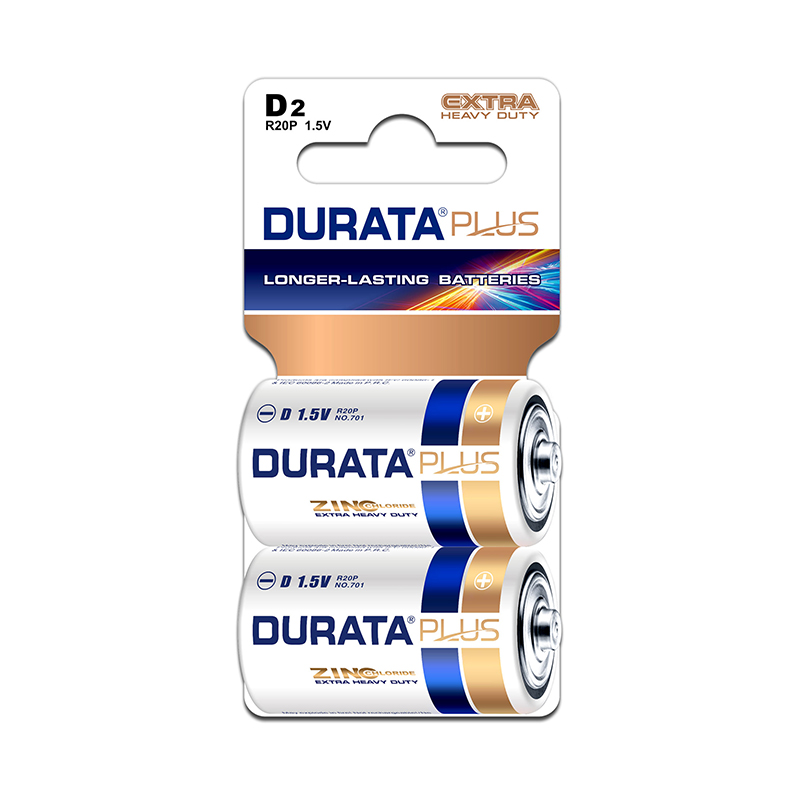 Durata Plus D Size R20 1.5V Extra Heavy Duty Zinc Carbon Dry Cell Battery - Image 2