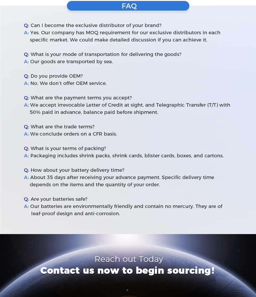 Frequently asked questions regarding product sourcing and logistics