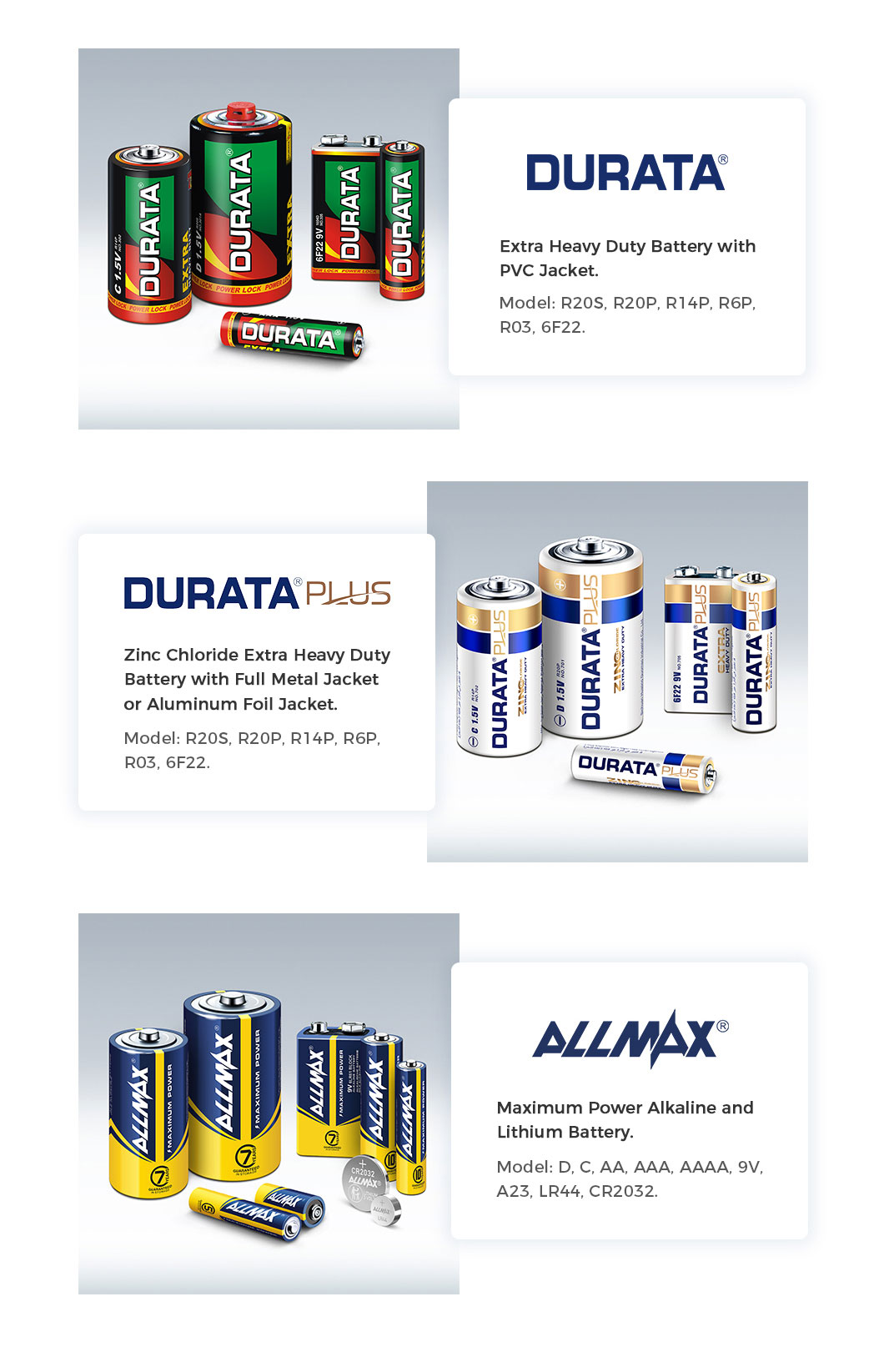 Battery product line variety