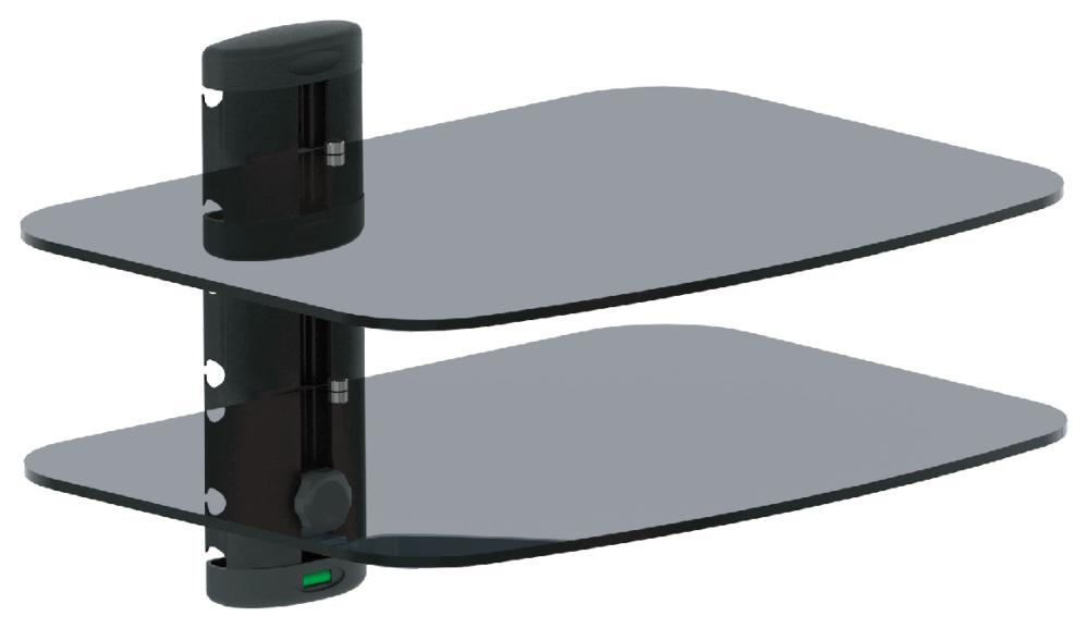 Adjustable Height Two-Shelf AV Component Wall Mount