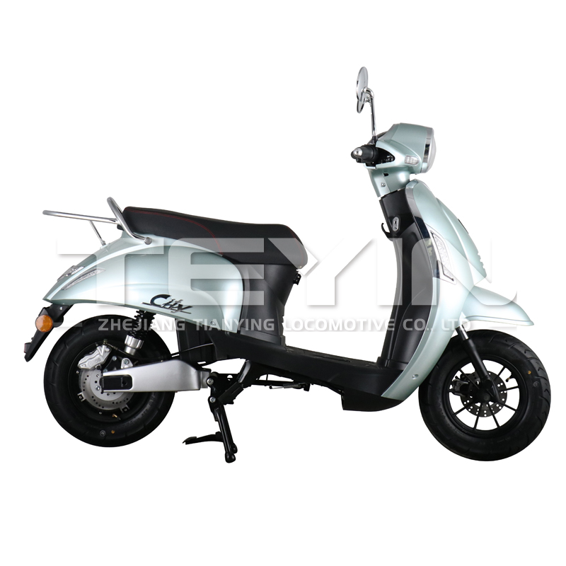 Rear view of the electric scooter showing the luggage rack and seat