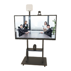 Wireless conference microphone system in a modern boardroom setting