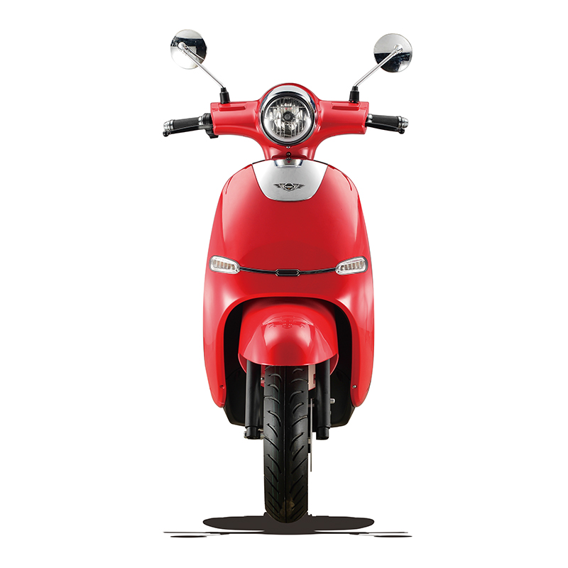 Front view of the scooter with LED headlight