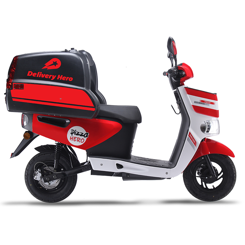 Side profile of the electric delivery scooter.
