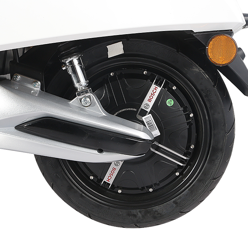 Close up of the electric motor on the rear wheel